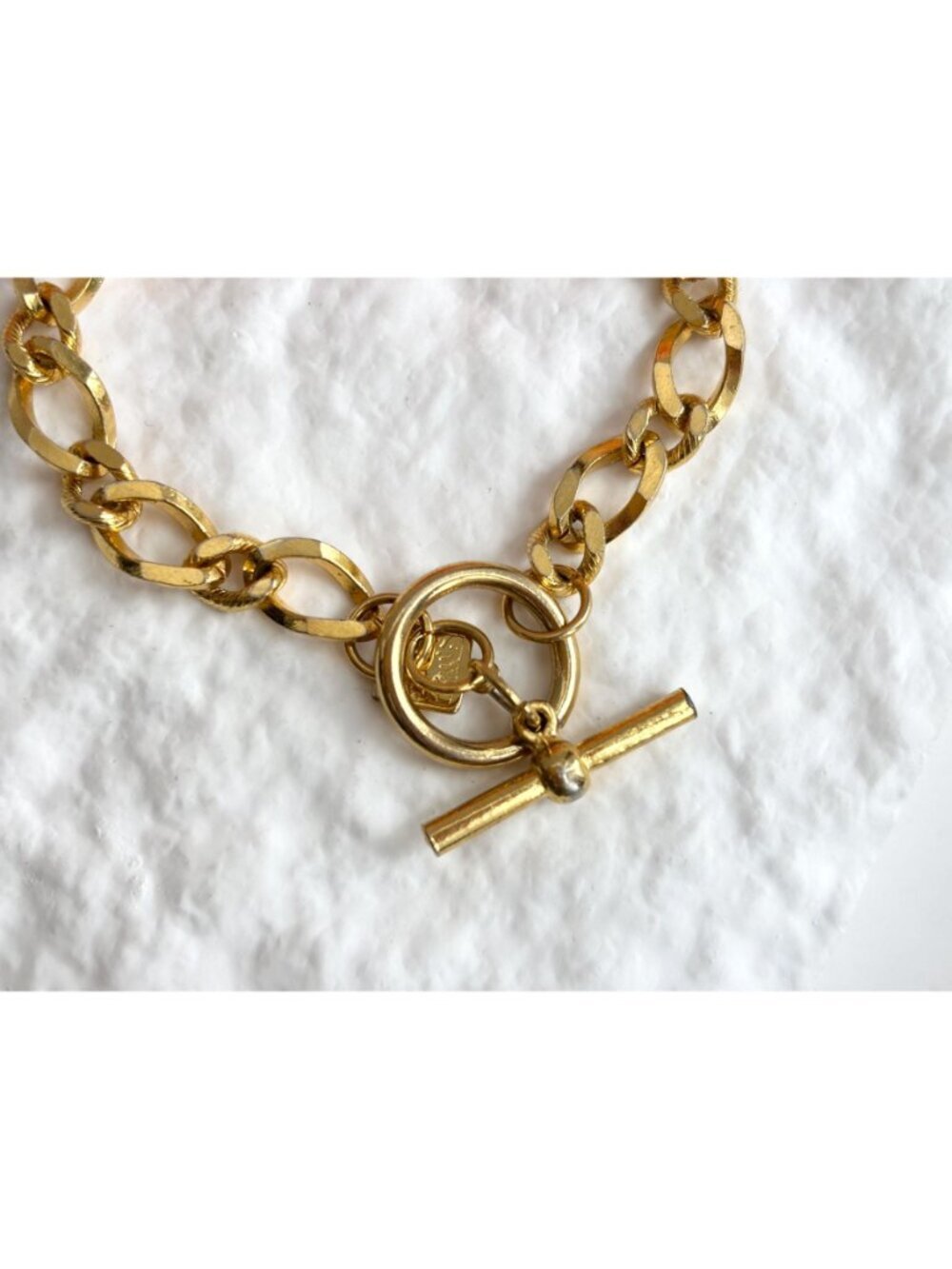 Cable Chain Gold Toned  Toggle Clasp Chunky Vintage 80's Style Bracelet - Picture 4 of 12